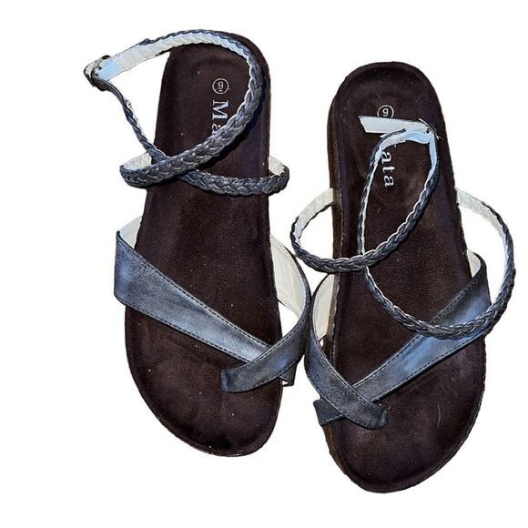 Mata Brown Faux Leather Strappy Sandals Size 9 - Picture 1 of 6